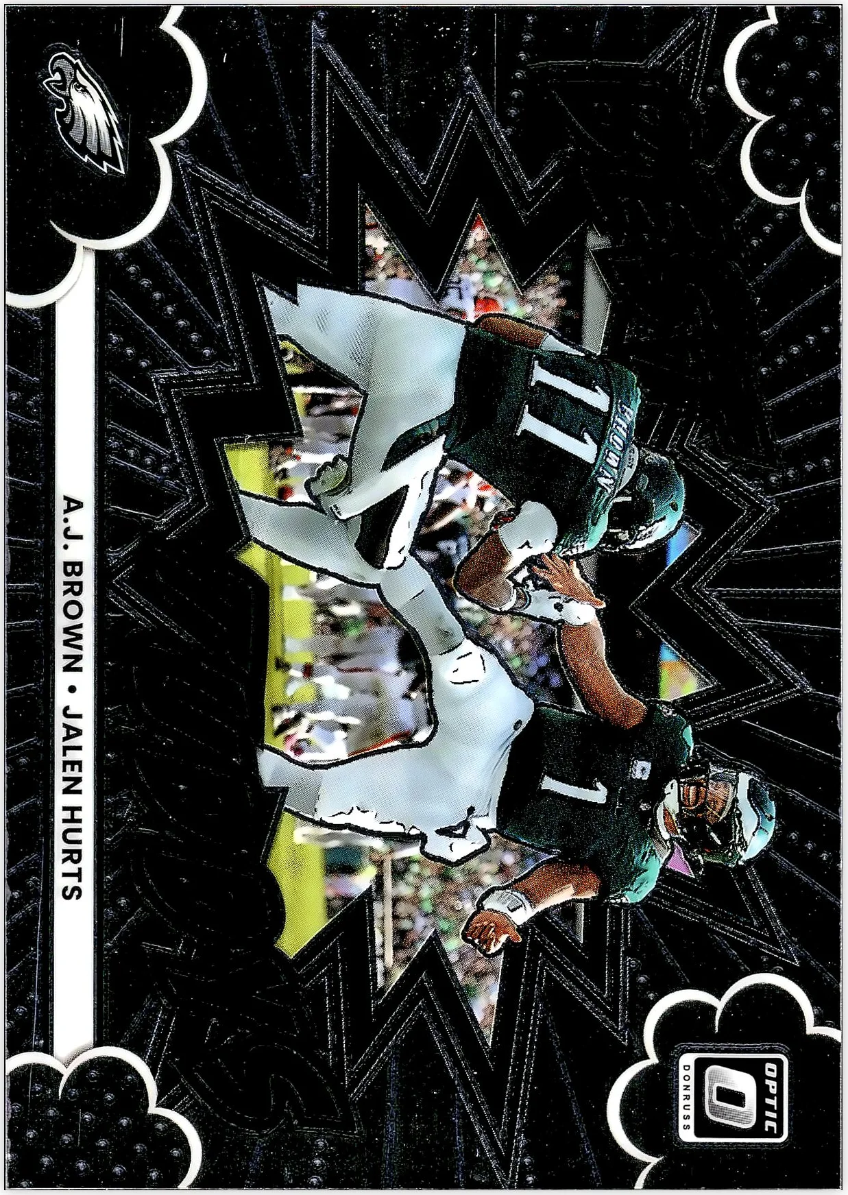 A.J. Brown/Jalen Hurts 2025 Donruss Optic #2 Best Tuddys football card - Front