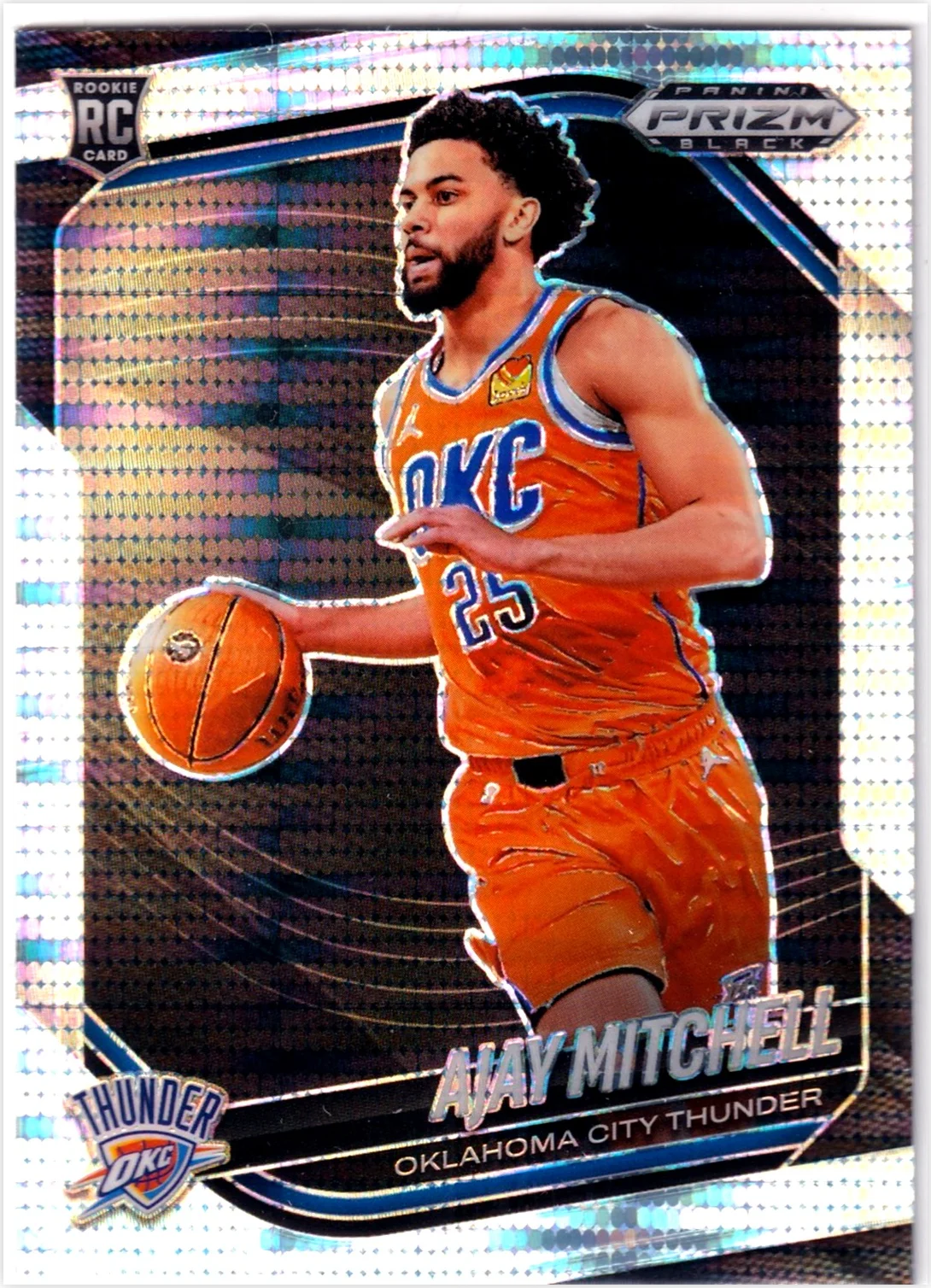 Ajay Mitchell 2024-25 Panini Prizm Black #133 Hyper basketball card - Front
