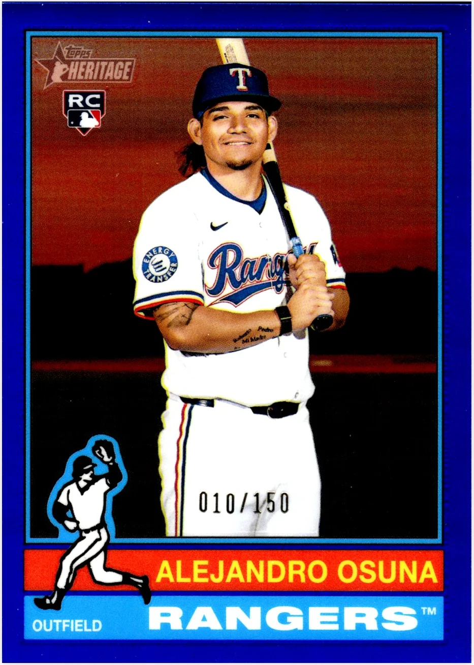 Alejandro Osuna Rookie Card 2025 Topps Heritage #695 Chrome Blue Refractor baseball rookie card - Front