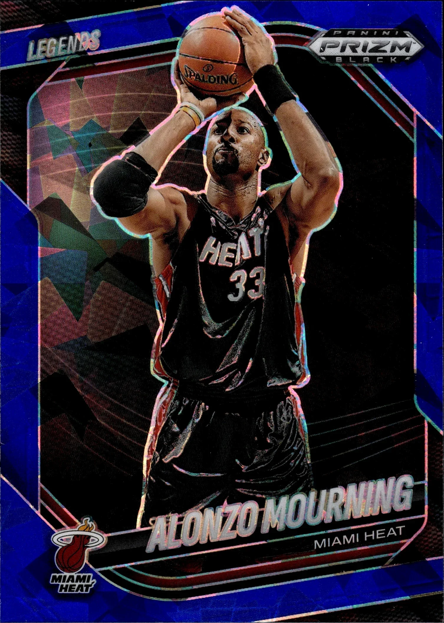Alonzo Mourning 2024-25 Panini Prizm Black #284 Blue Ice basketball card - Front