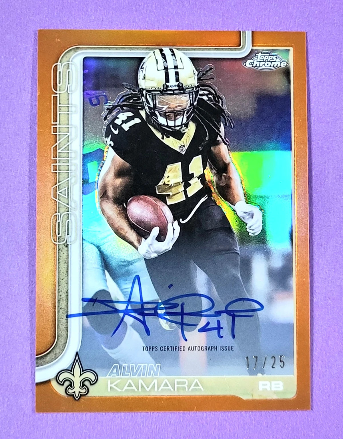 Alvin Kamara 2025 Topps Chrome Football card