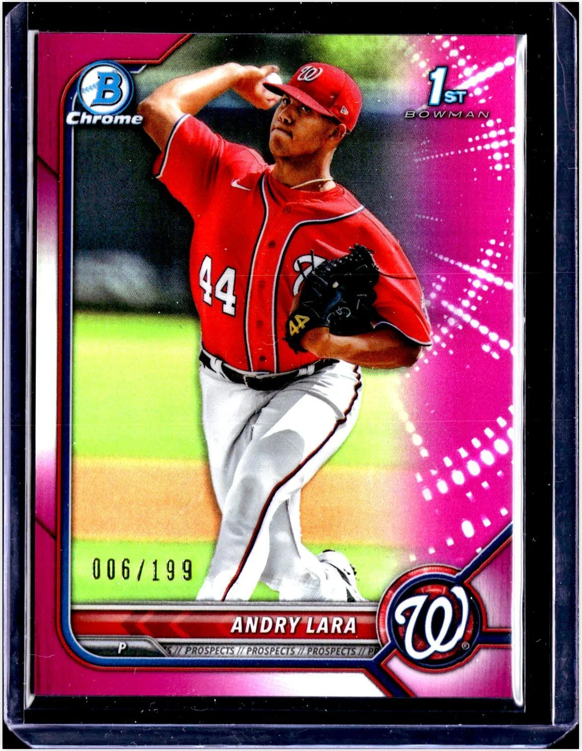 Andry Lara 2022 Bowman #BCP-70 Chrome Prospects Fuchsia Lava Refractors baseball card - Front