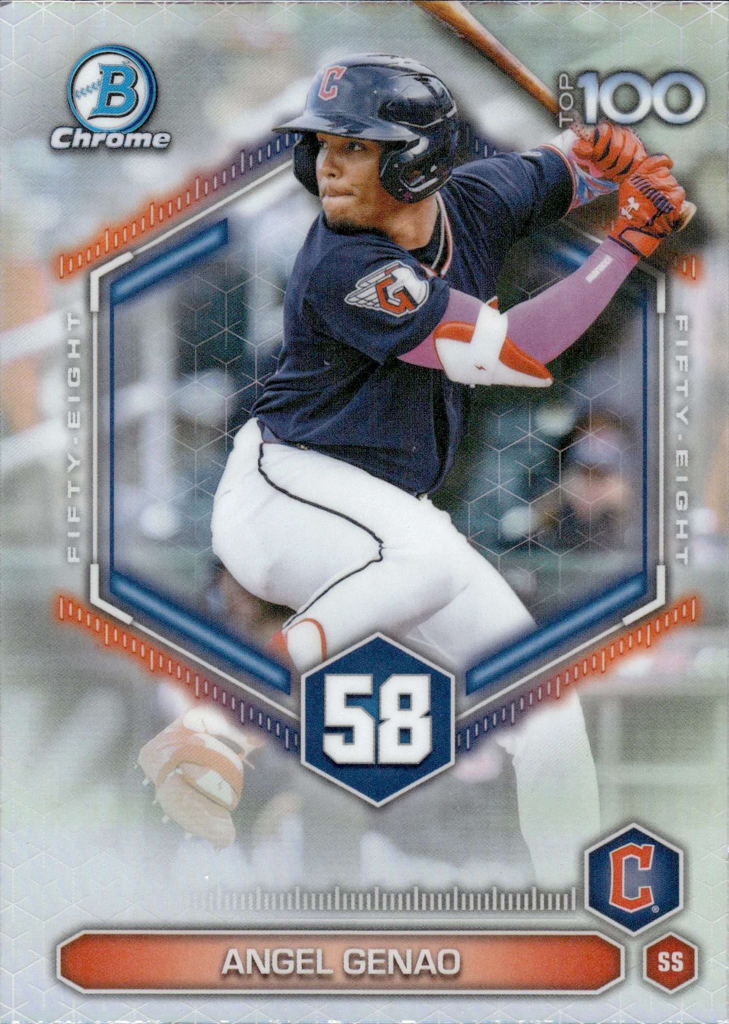 Angel Genao #BTP-58 2026 Topps Bowman Chrome Baseball Top 100 baseball card - Front