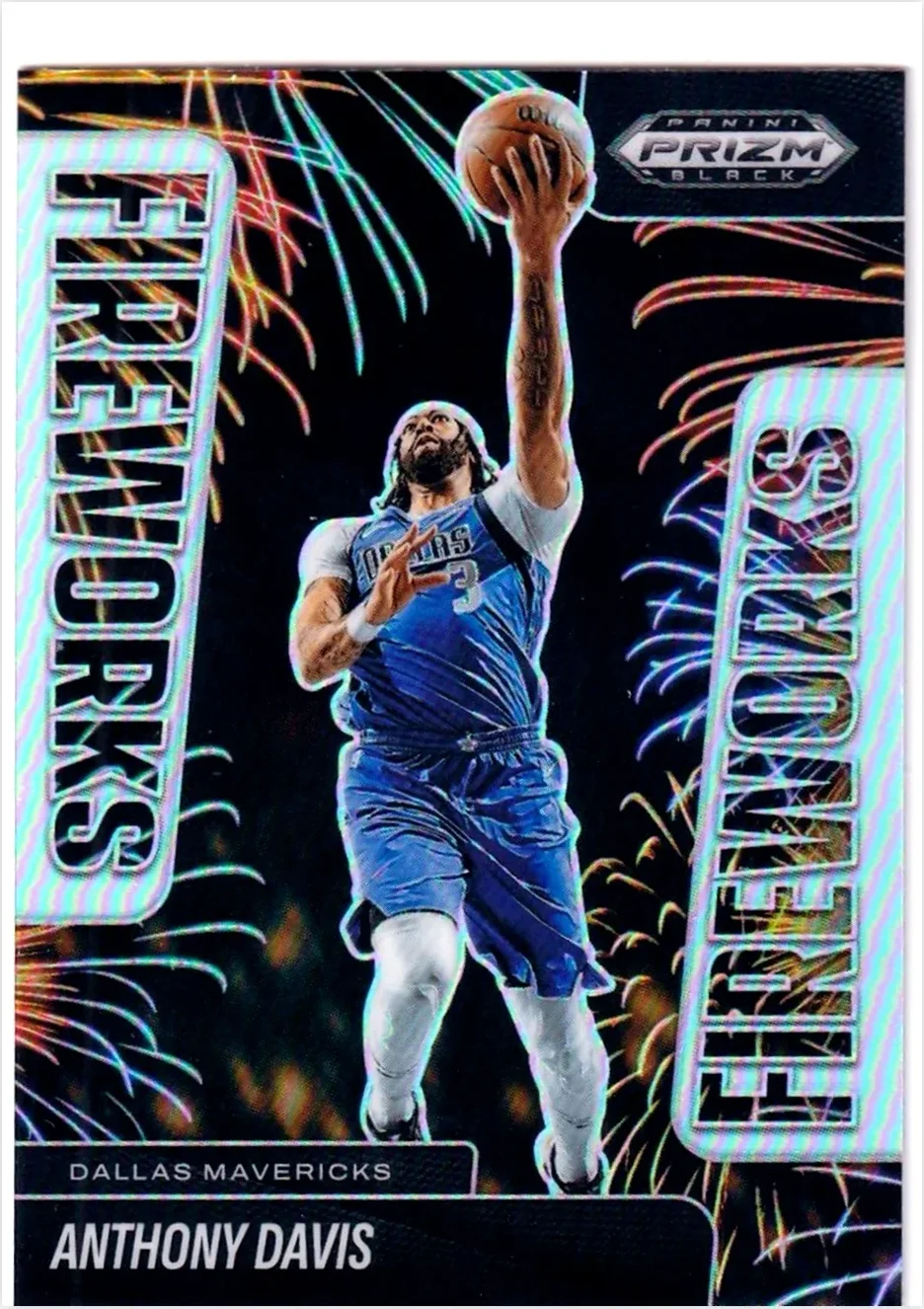 Anthony Davis 2024-25 Panini Prizm Black #15 Silver Fireworks Prizm basketball card - Front