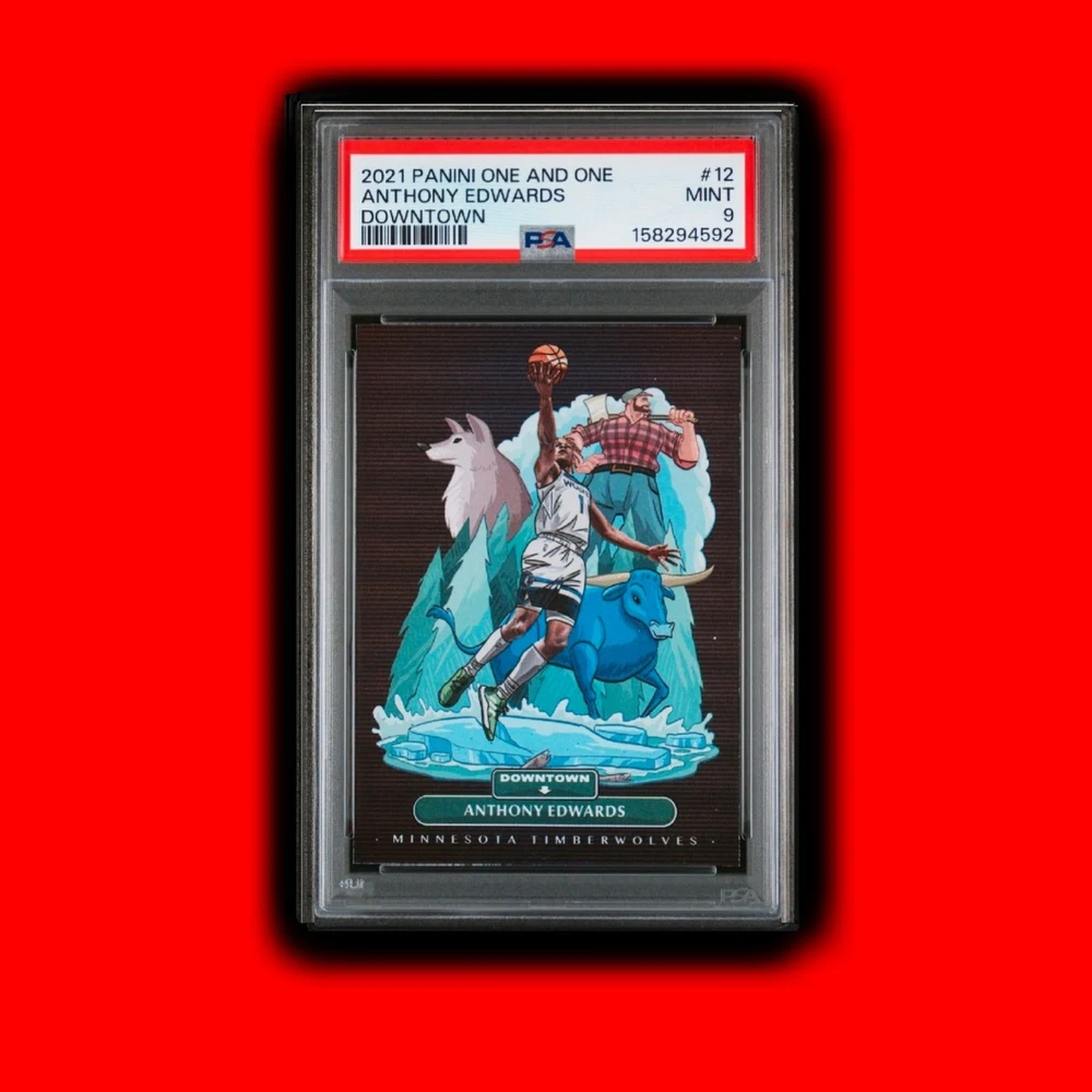 Anthony Edwards #12 2021-22 Panini One and One Basketball Downtown PSA 9 front
