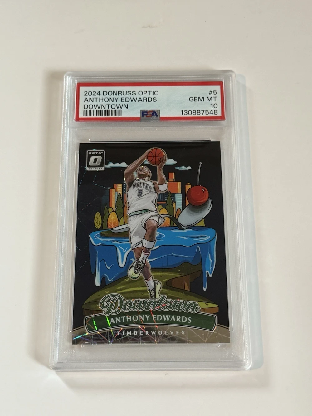 Anthony Edwards #5 2024-25 Donruss Optic Basketball Downtown PSA 10 front
