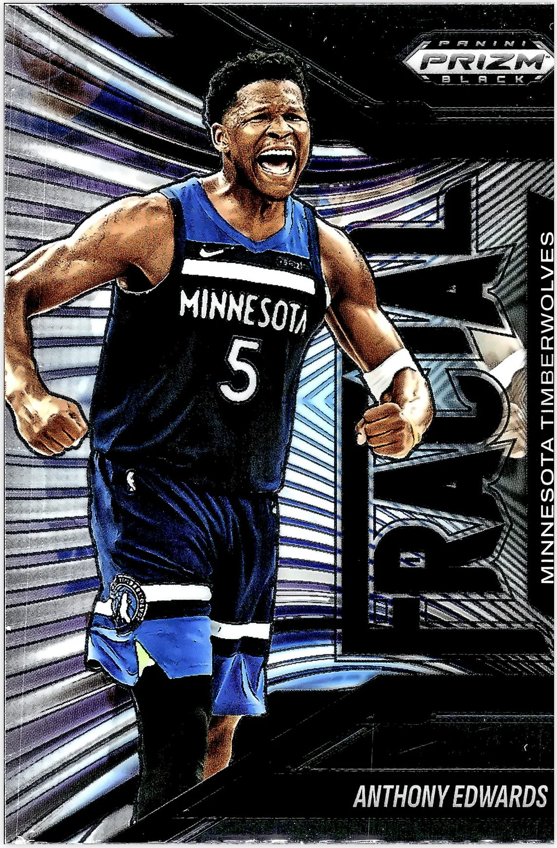 Anthony Edwards 2024-25 Panini Prizm Black #7 Fractal basketball card - Front