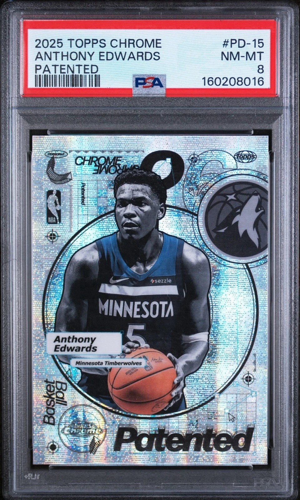 Anthony Edwards 2025 Topps Chrome Basketball card