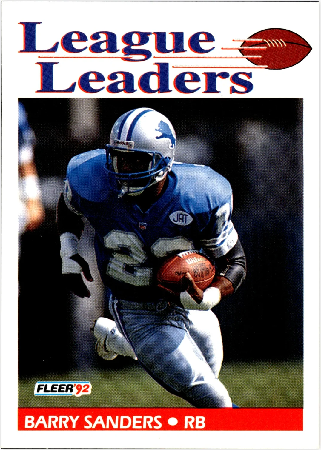 Barry Sanders 1992 Fleer #457 football card - Front