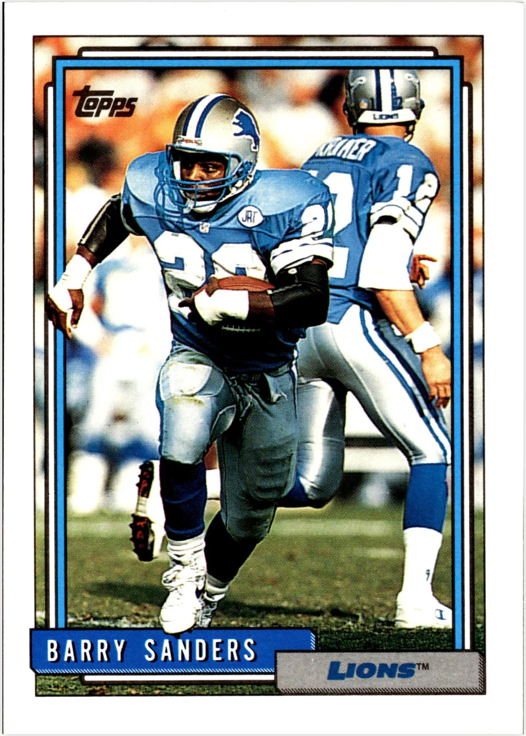 Barry Sanders 1992 Topps #300b football card - Front