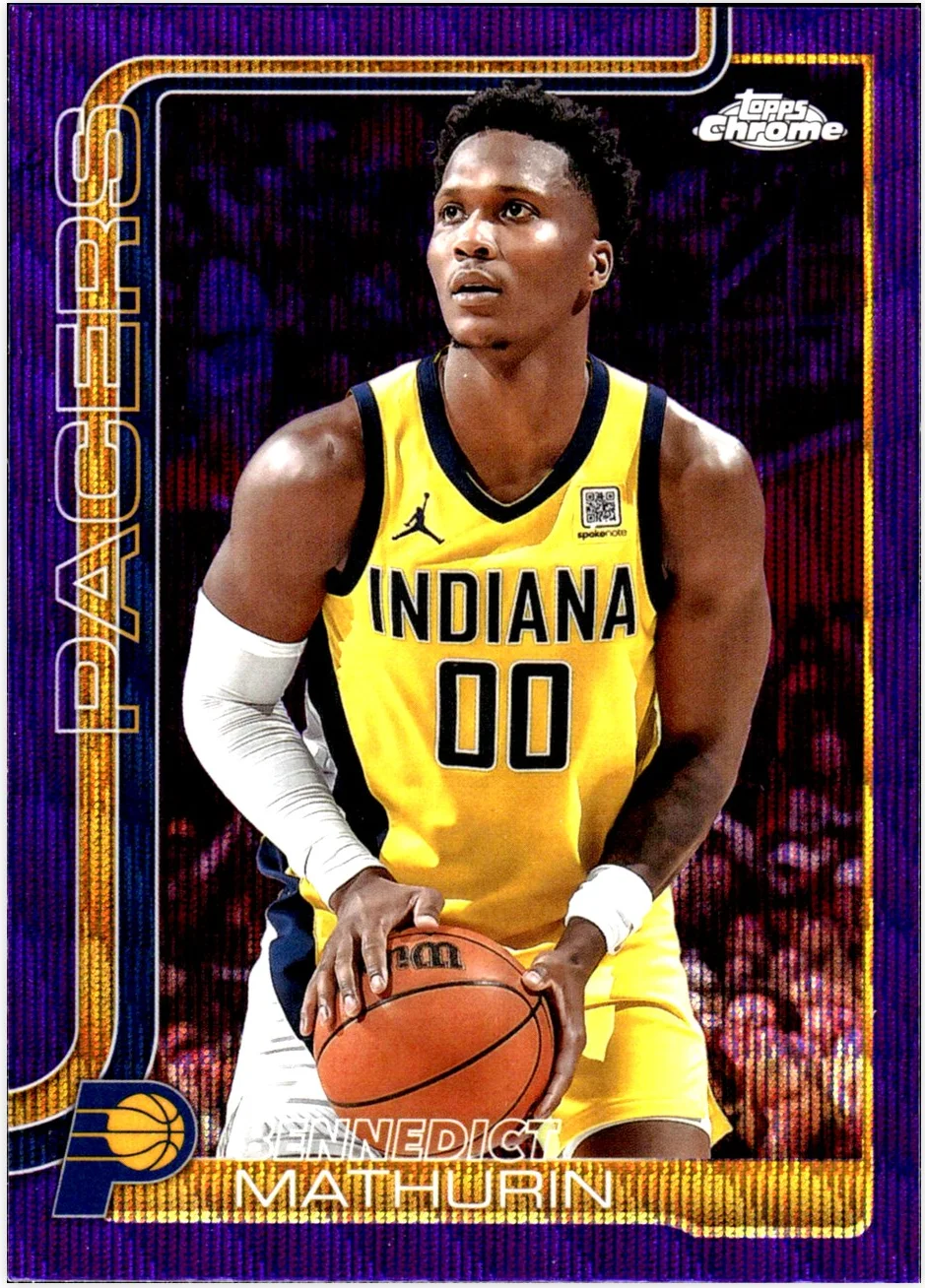 Bennedict Mathurin 2025-26 Topps Chrome #93 Purple Wave Refractor basketball card - Front