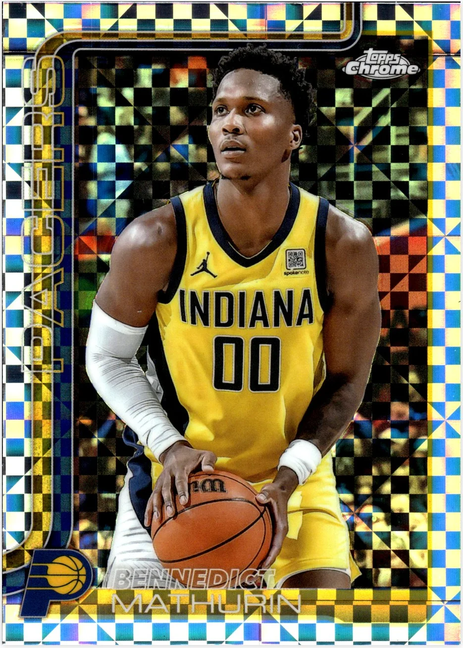 Bennedict Mathurin 2025-26 Topps Chrome #93 X-Fractor basketball card - Front