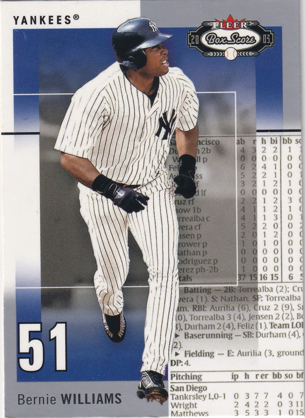 Bernie Williams 2003 Fleer Box Score #91 baseball card - Front
