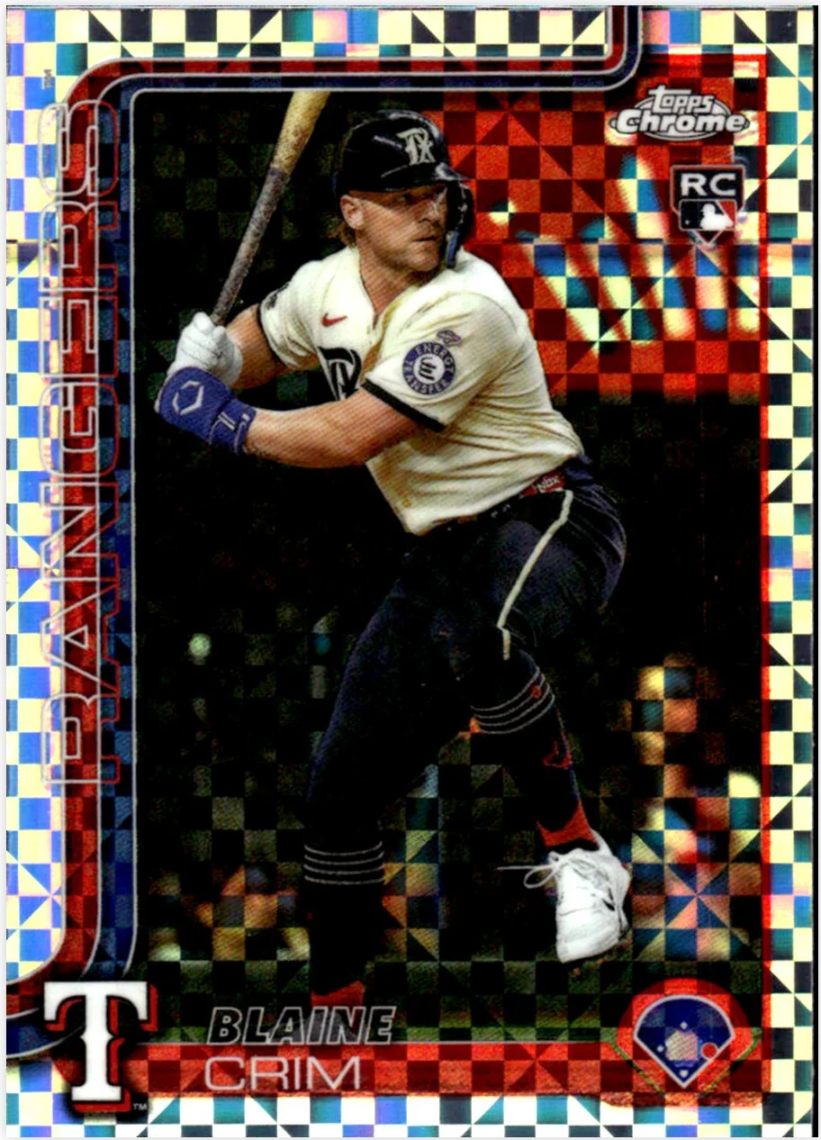 Blaine Crim Rookie Card 2025 Topps Chrome Update #USC83 X-Fractors baseball rookie card - Front
