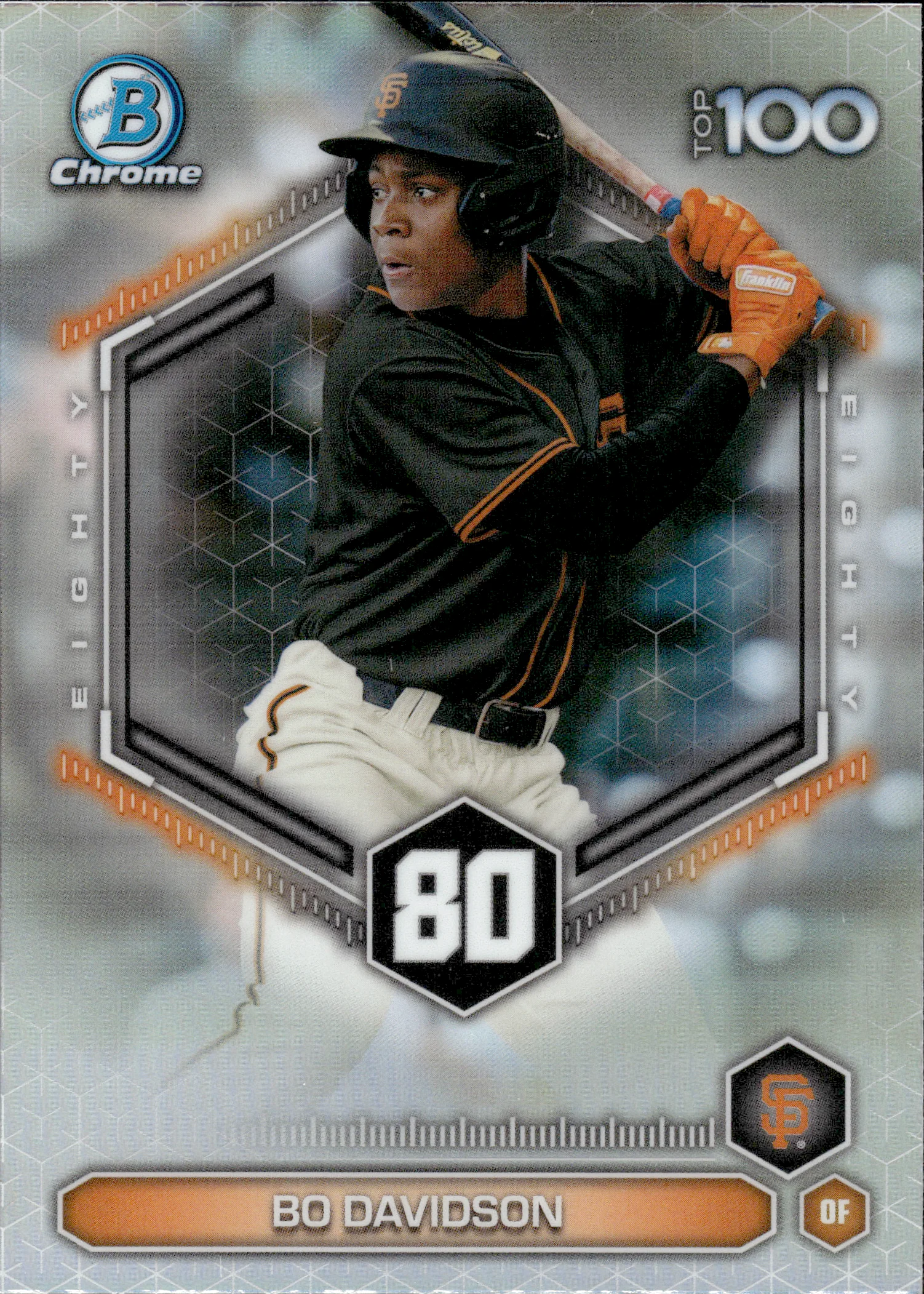 Bo Davidson #BTP-80 2026 Topps Bowman Chrome Baseball Top 100 baseball card - Front