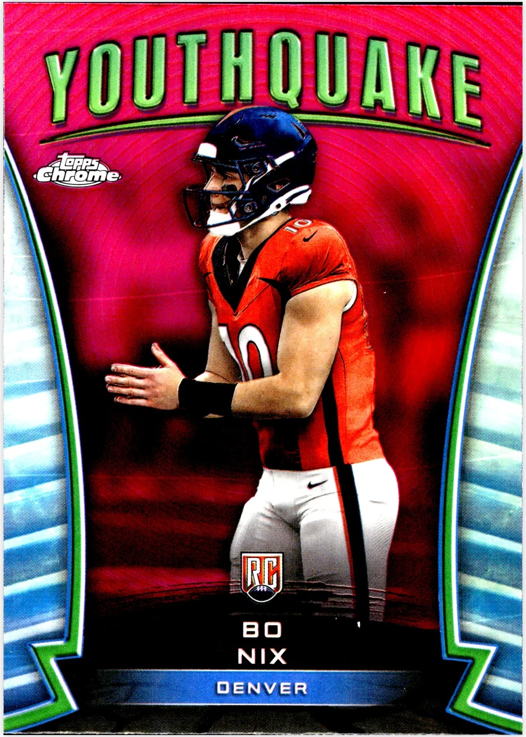 Bo Nix 2024 Topps Chrome #Y-16 Youthquake football card - Front
