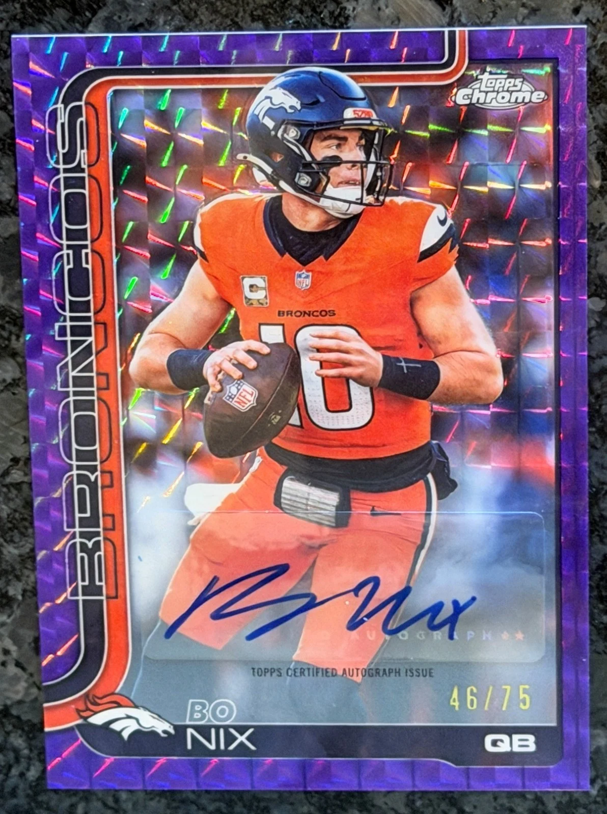 Bo Nix 2025 Topps Chrome Football card