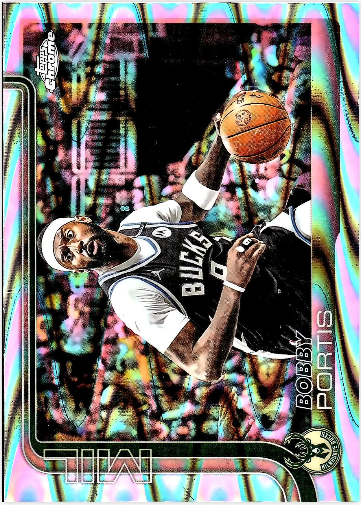 Bobby Portis 2025-26 Topps Chrome #124 RayWave Refractor basketball card - Front