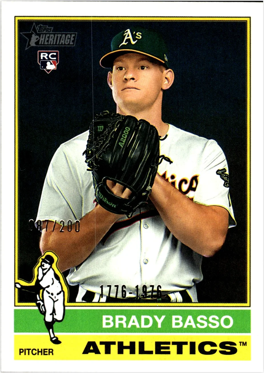 Brady Basso Rookie Card 2025 Topps Heritage #616 Bicentennial baseball rookie card - Front