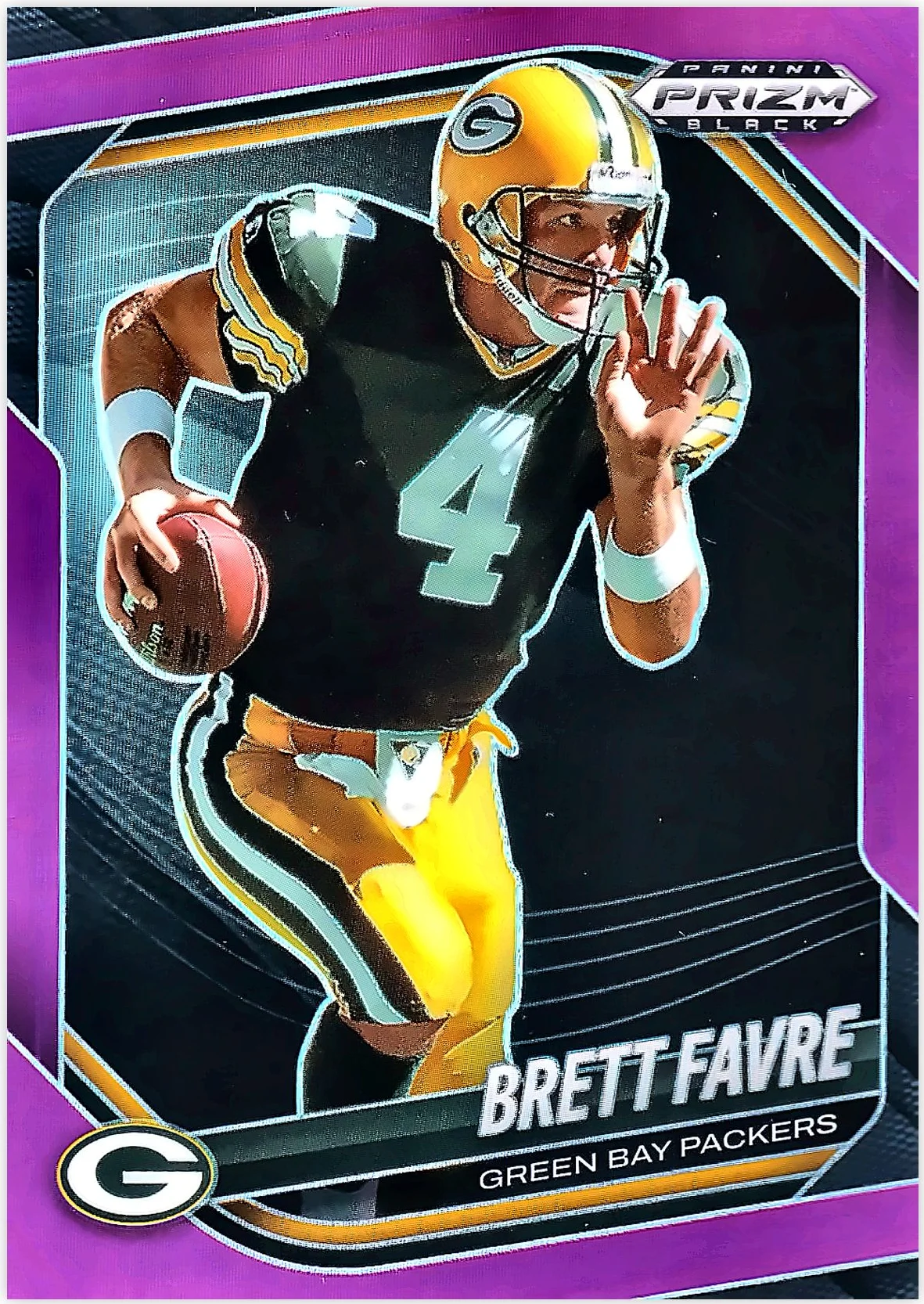 Brett Favre 2025 Panini Prizm Black #58 Prizms Purple football card - Front