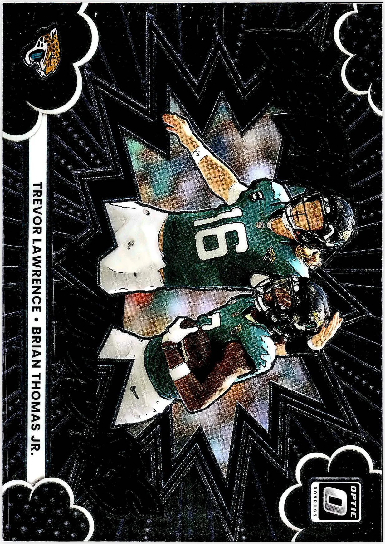 Brian Thomas Jr./Trevor Lawrence 2025 Donruss Optic #10 Best Tuddys football card - Front