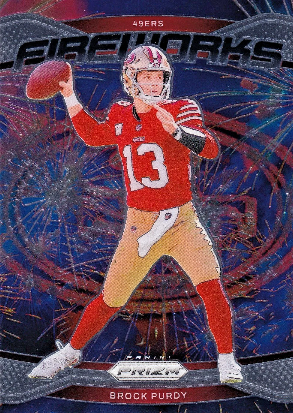 Brock Purdy #2 2024 Panini Prizm Football Fireworks front