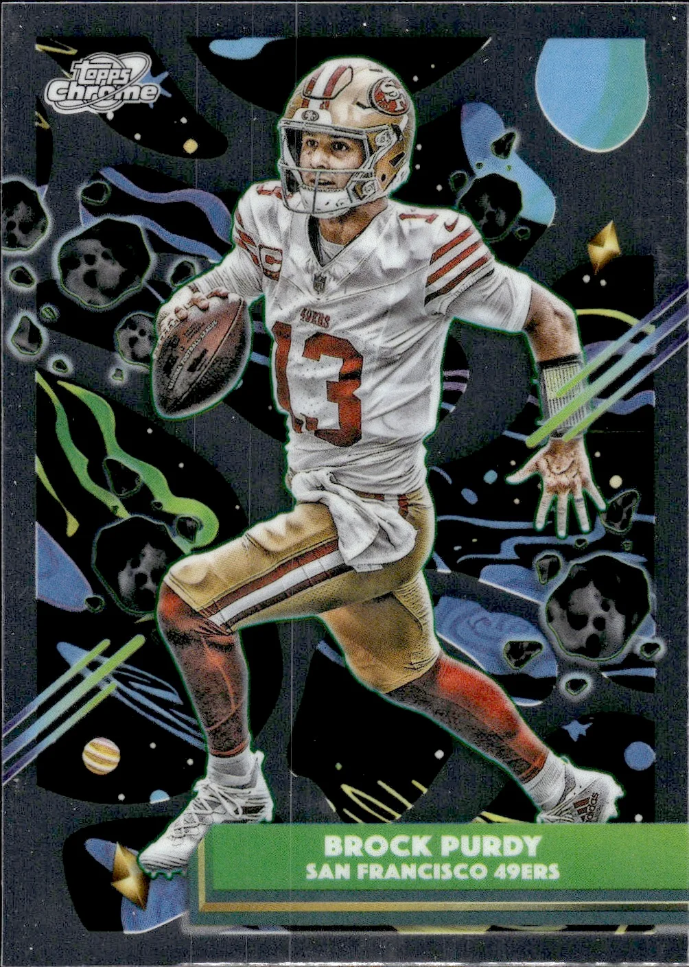 Brock Purdy #85 2025 Topps Cosmic Chrome Football football card - Front