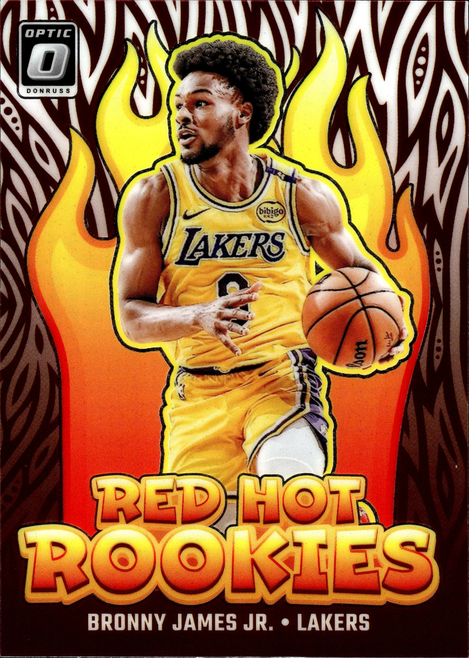 Bronny James Jr. 2024-25 Donruss Optic #8 Red Hot Rookies basketball card - Front