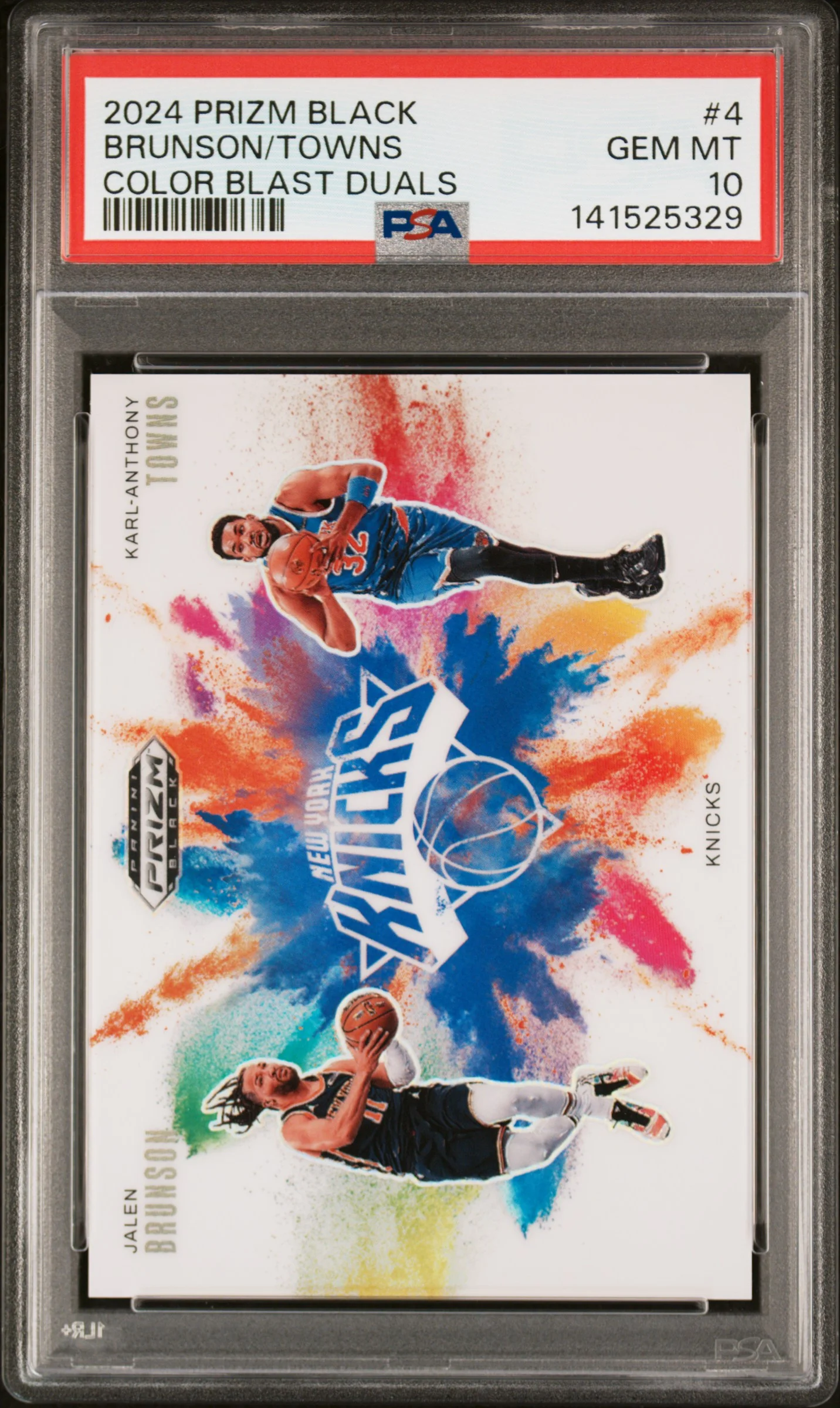 Brunson/Towns 2024 Panini Prizm Black Color Blast Duals #4 basketball card - Front