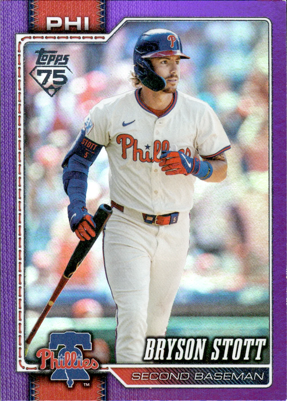 Bryson Stott #562 Purple Rainbow Foil /250 2026 Topps Series 2 Baseball baseball card - Front