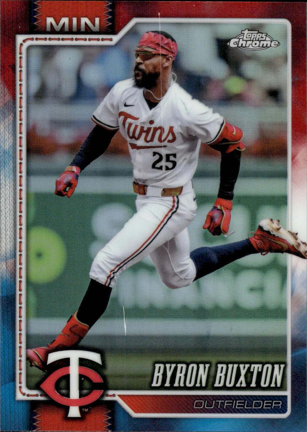 Byron Buxton #173 2026 Topps Chrome Baseball Red White & Blue Refractor front