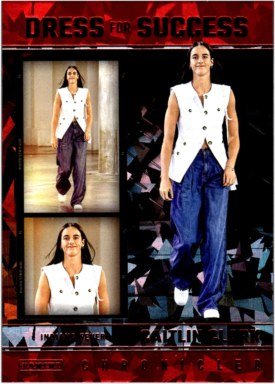 Caitlin Clark 2025 Panini Chronicled #63 Red Cracked Ice basketball card - Front