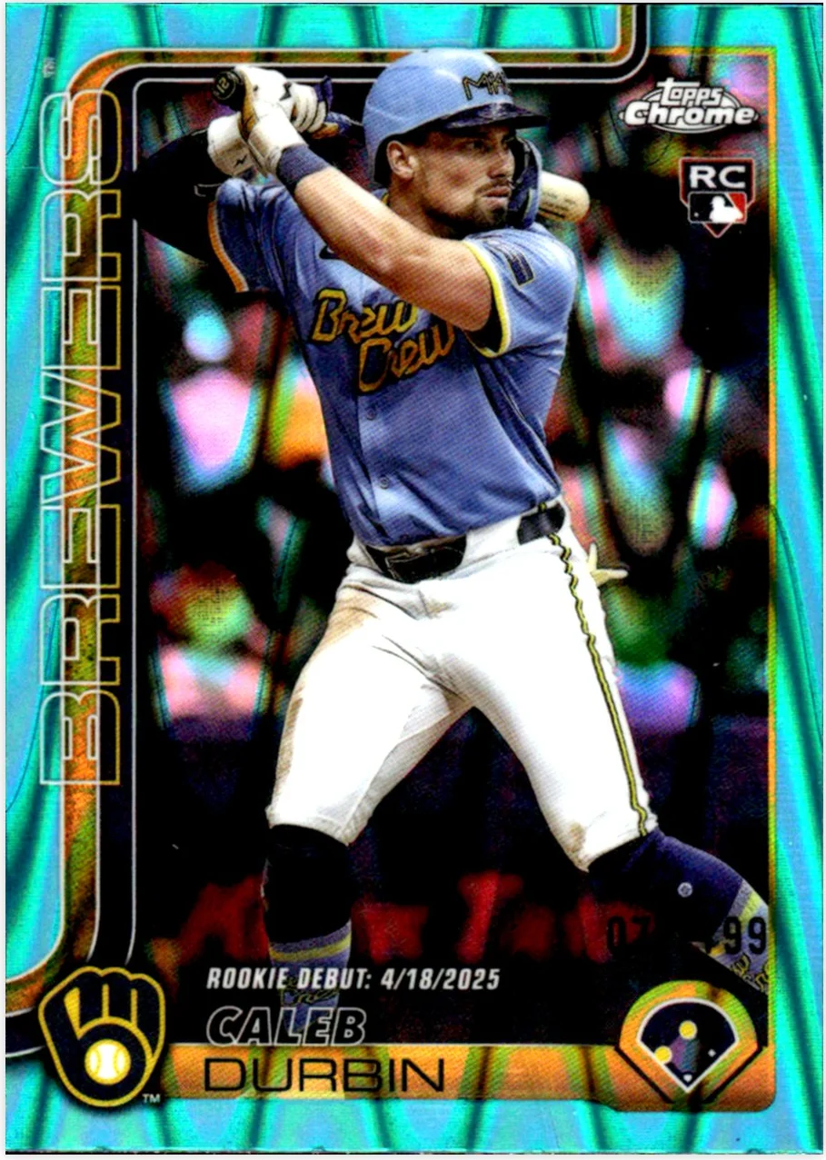 Caleb Durbin Rookie Card 2025 Topps Chrome Update #USC112 Aqua Refractors baseball rookie card - Front