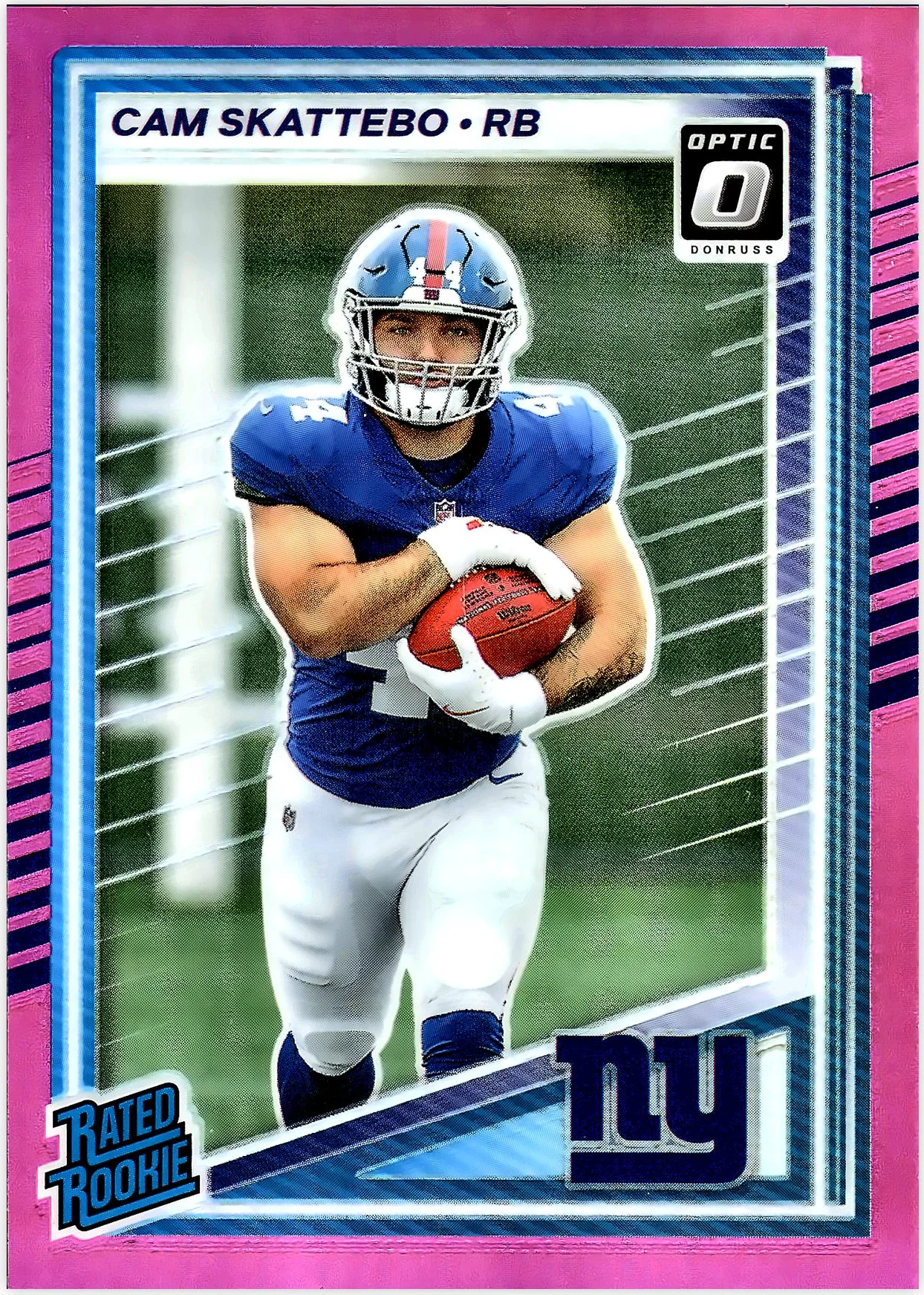 Cam Skattebo 2025 Donruss #302 Optic Rated Rookies Preview Pink football rookie card - Front