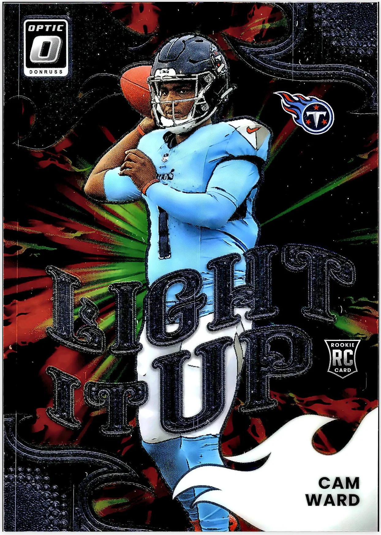 Cam Ward 2025 Donruss Optic #1 Light It Up football card - Front