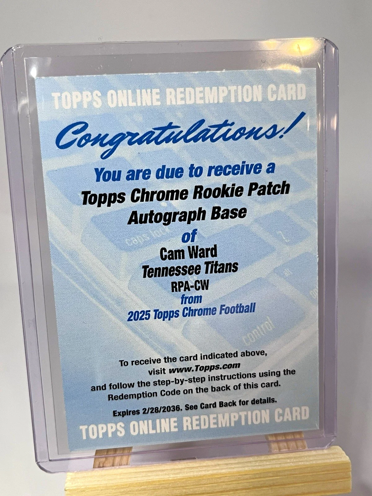Cam Ward 2025 Topps Chrome Football card