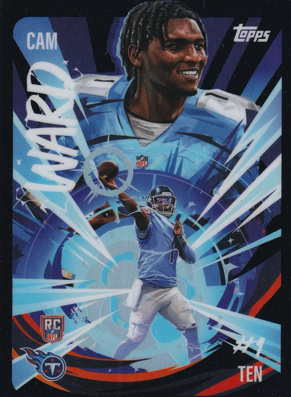 Cam Ward Rookie Card 2025 Topps Chrome #UV-2 Ultra Violet football rookie card - Front