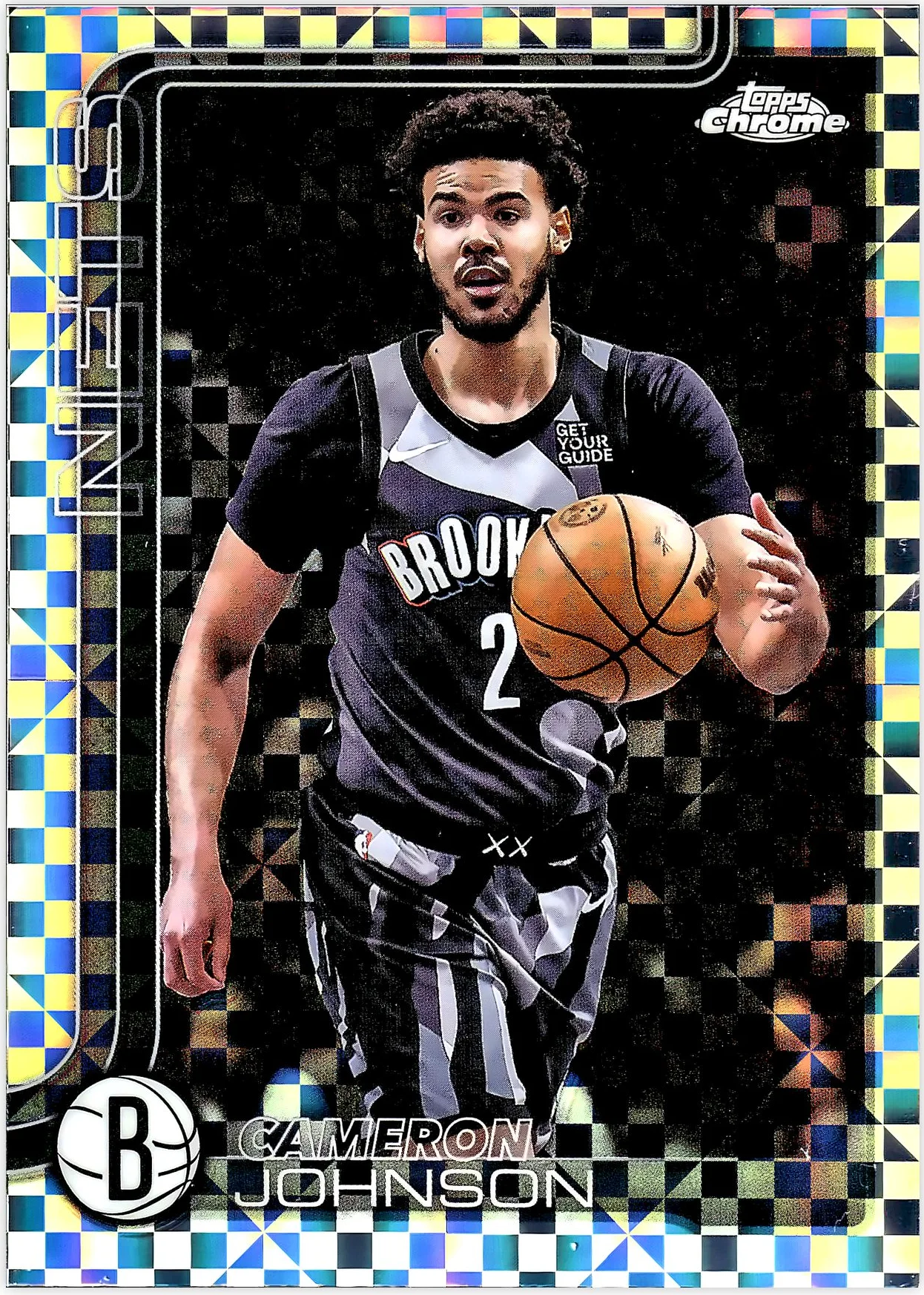 Cameron Johnson 2025-26 Topps Chrome #84 X-Fractor basketball card - Front