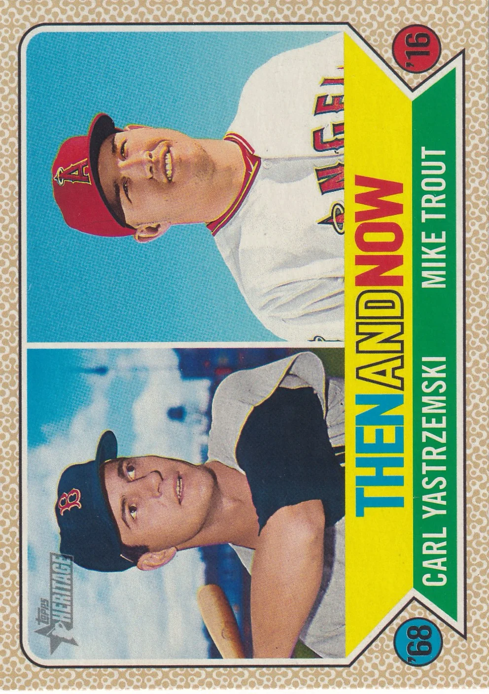 Carl Yastrzemski / Mike Trout 2017 Topps Heritage #TAN-5 Then and Now baseball card - Front