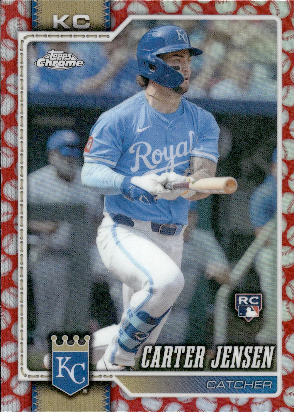 Carter Jensen #39 Baseball Seams Refractor Rookie Card 2026 Topps Chrome Baseball baseball rookie card - Front