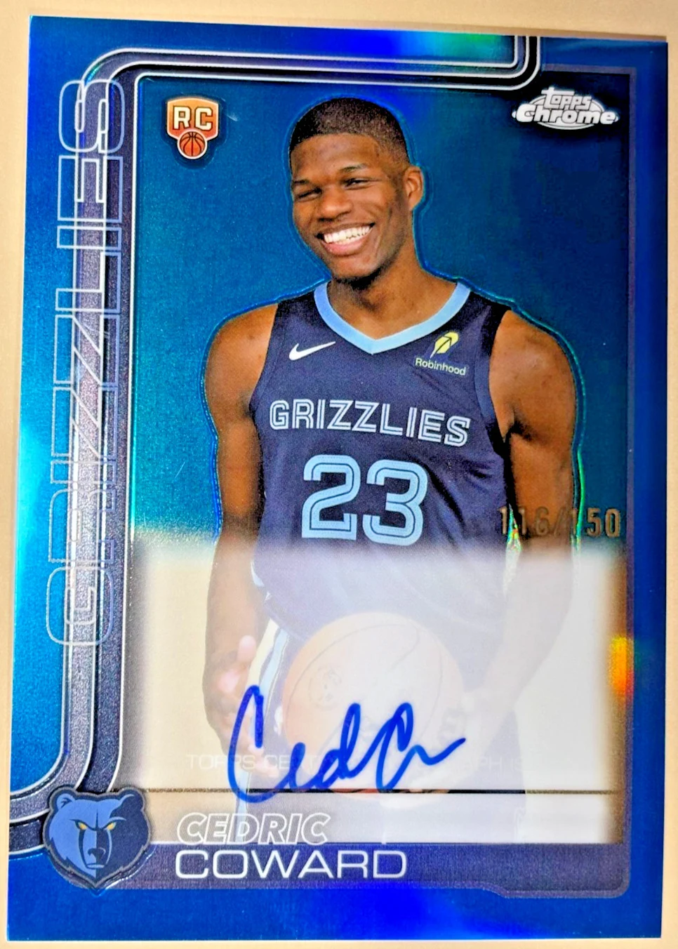 Cedric Coward 2025-26 Topps Chrome card