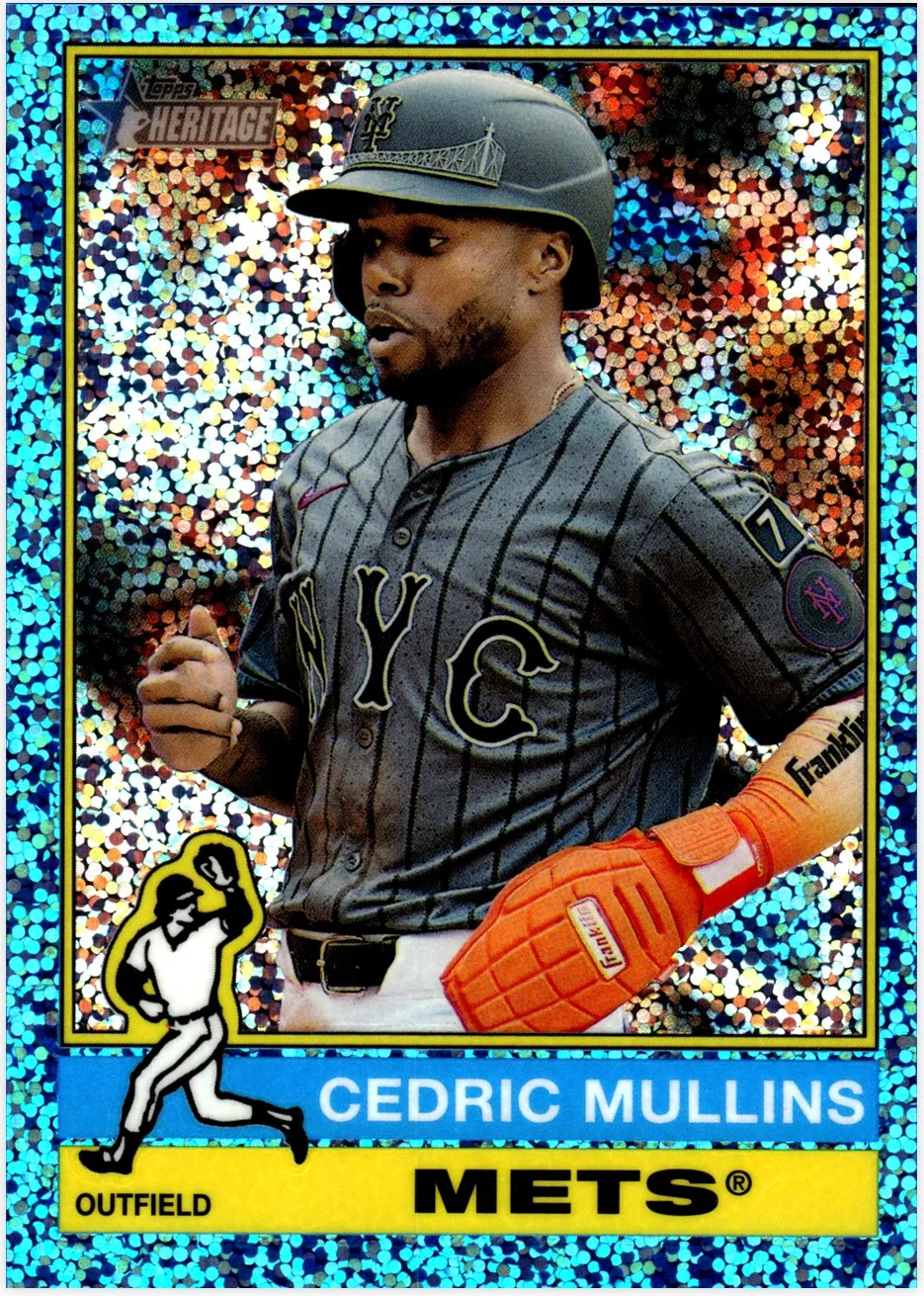 Cedric Mullins 2025 Topps Heritage #600 Chrome Light Blue Sparkle Refractor baseball card - Front