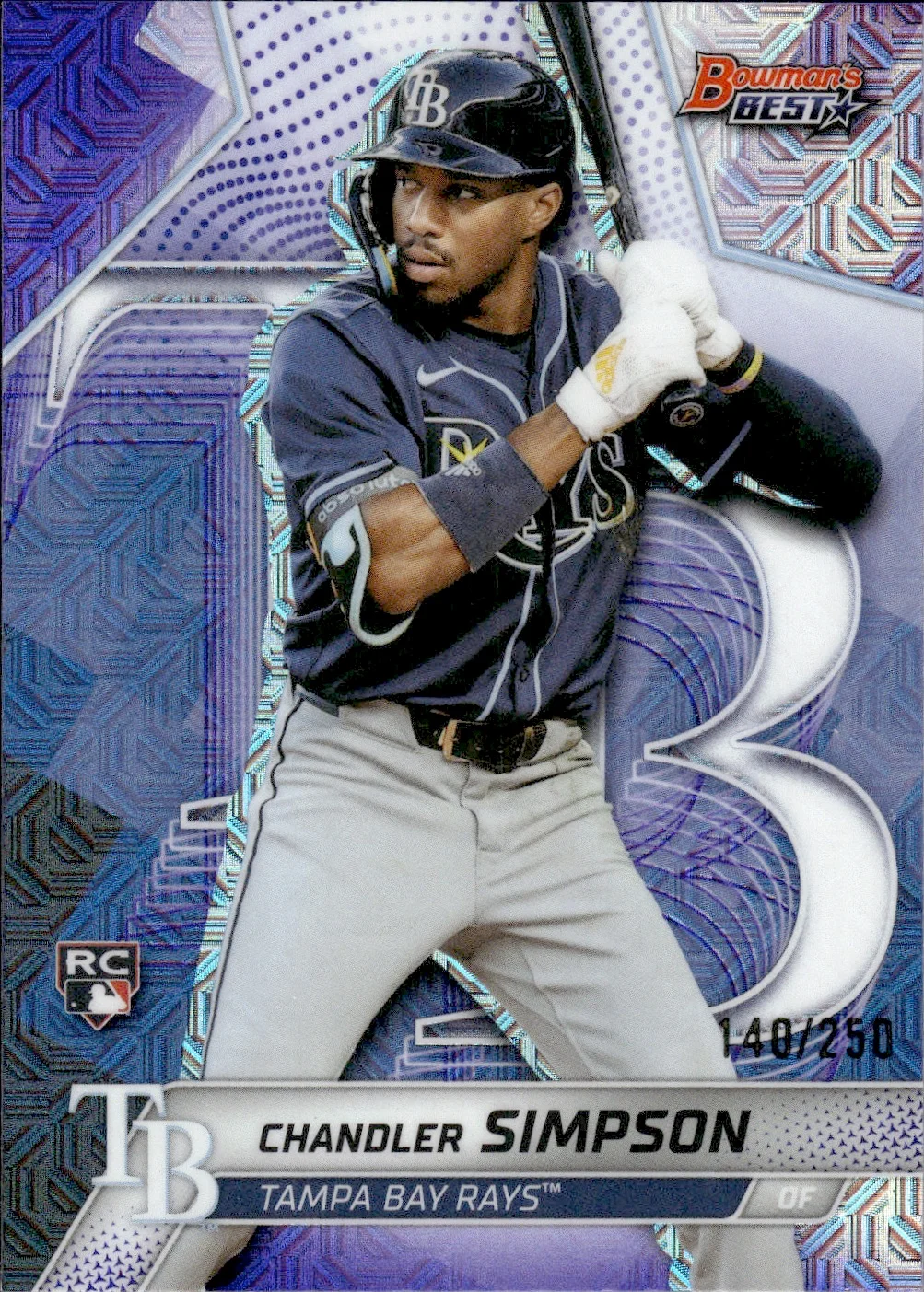 Chandler Simpson #66 Purple Mojo /250 Rookie Card 2025 Topps Bowman's Best Baseball baseball rookie card - Front
