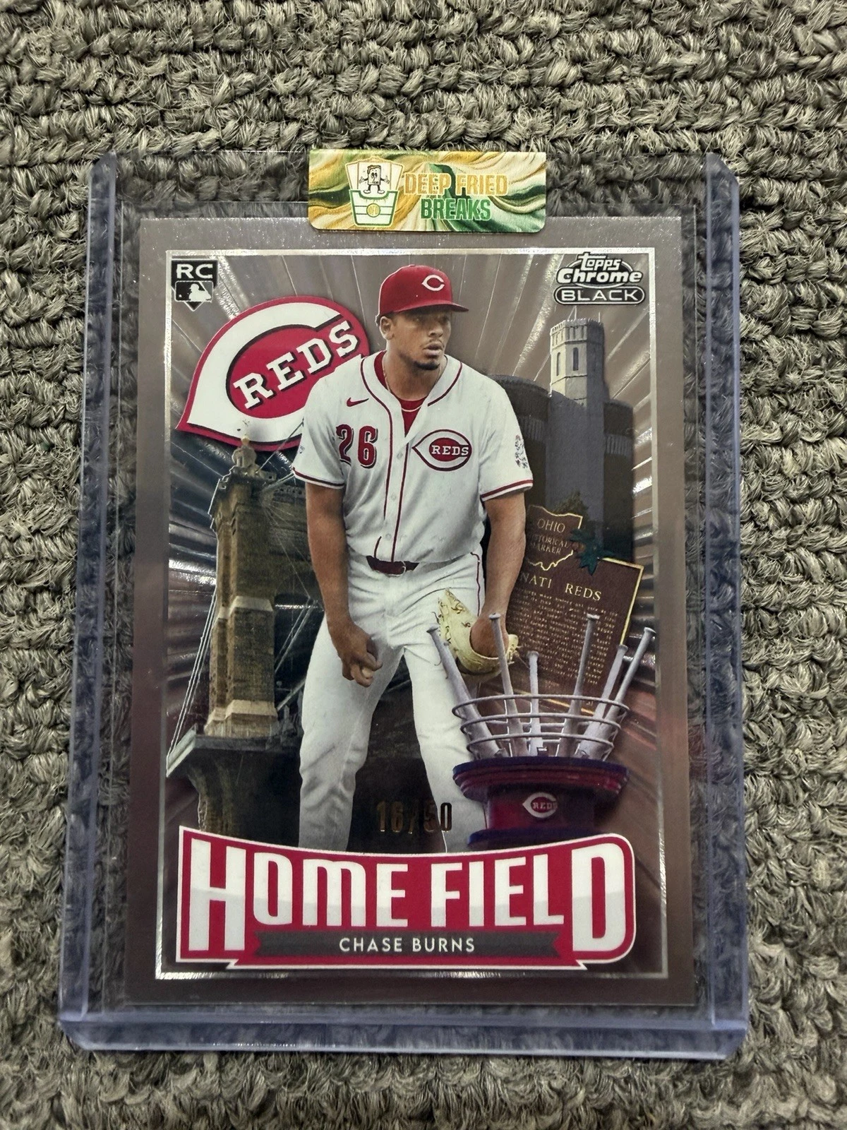 Chase Burns #CBHA-16 2026 Topps Chrome Black Baseball Home Field Advantage front