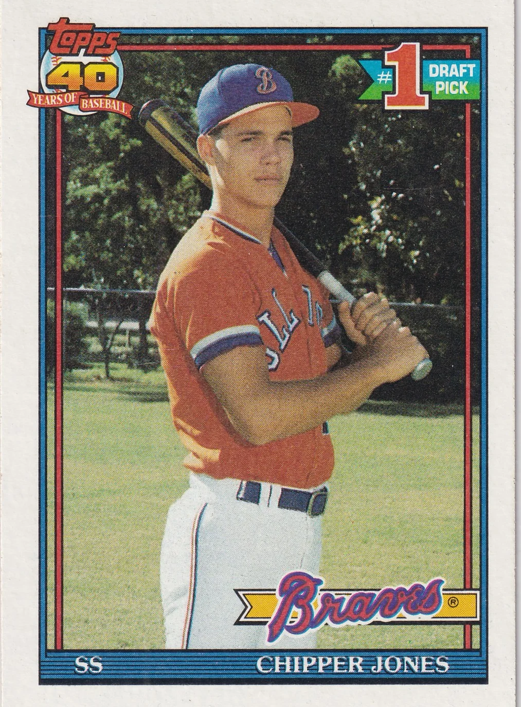 Chipper Jones 1991 Topps #333 baseball rookie card - Front