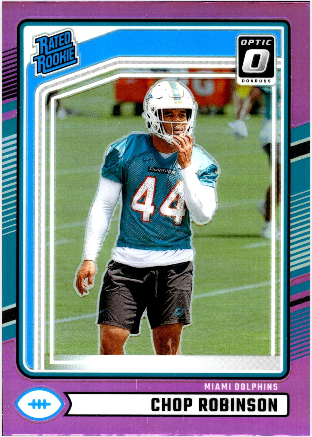Chop Robinson 2024 Donruss #351 Optic Rated Rookies Preview Pink football rookie card - Front