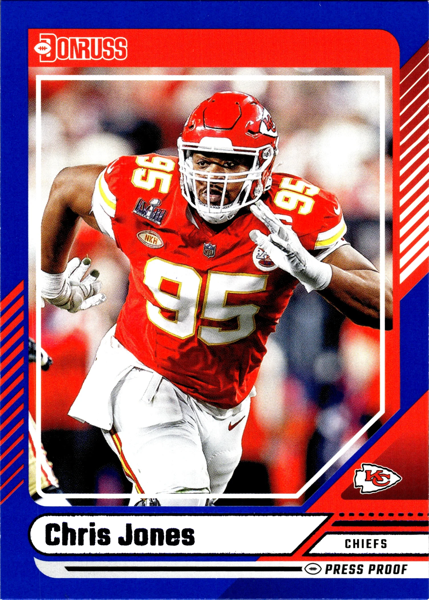 Chris Jones 2024 Donruss #69 Press Proof Blue football card - Front