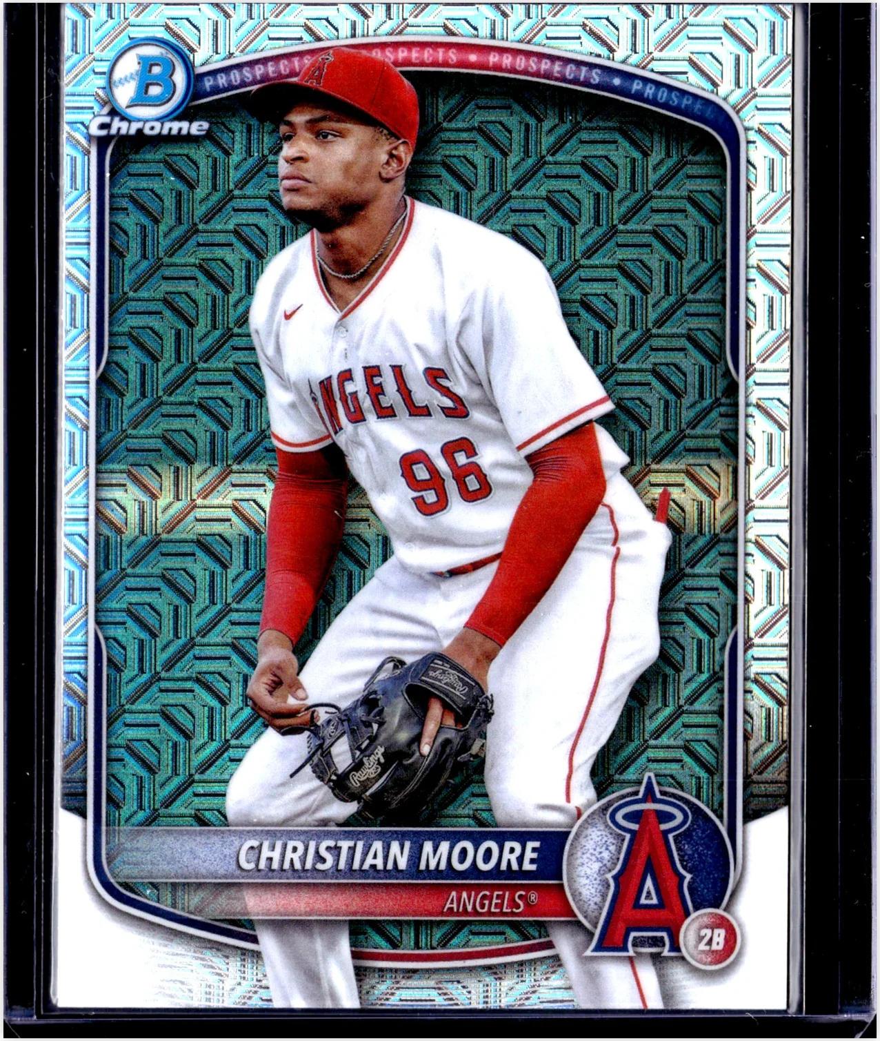Christian Moore 2025 Bowman #BCP-107 Chrome Prospects Mojo Refractor baseball card - Front