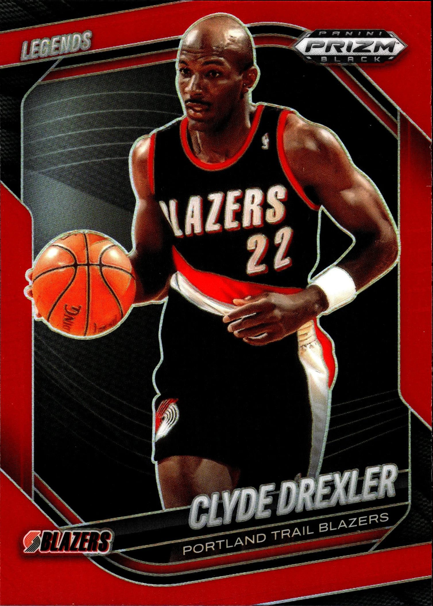 Clyde Drexler 2024-25 Panini Prizm Black #288 Red basketball card - Front