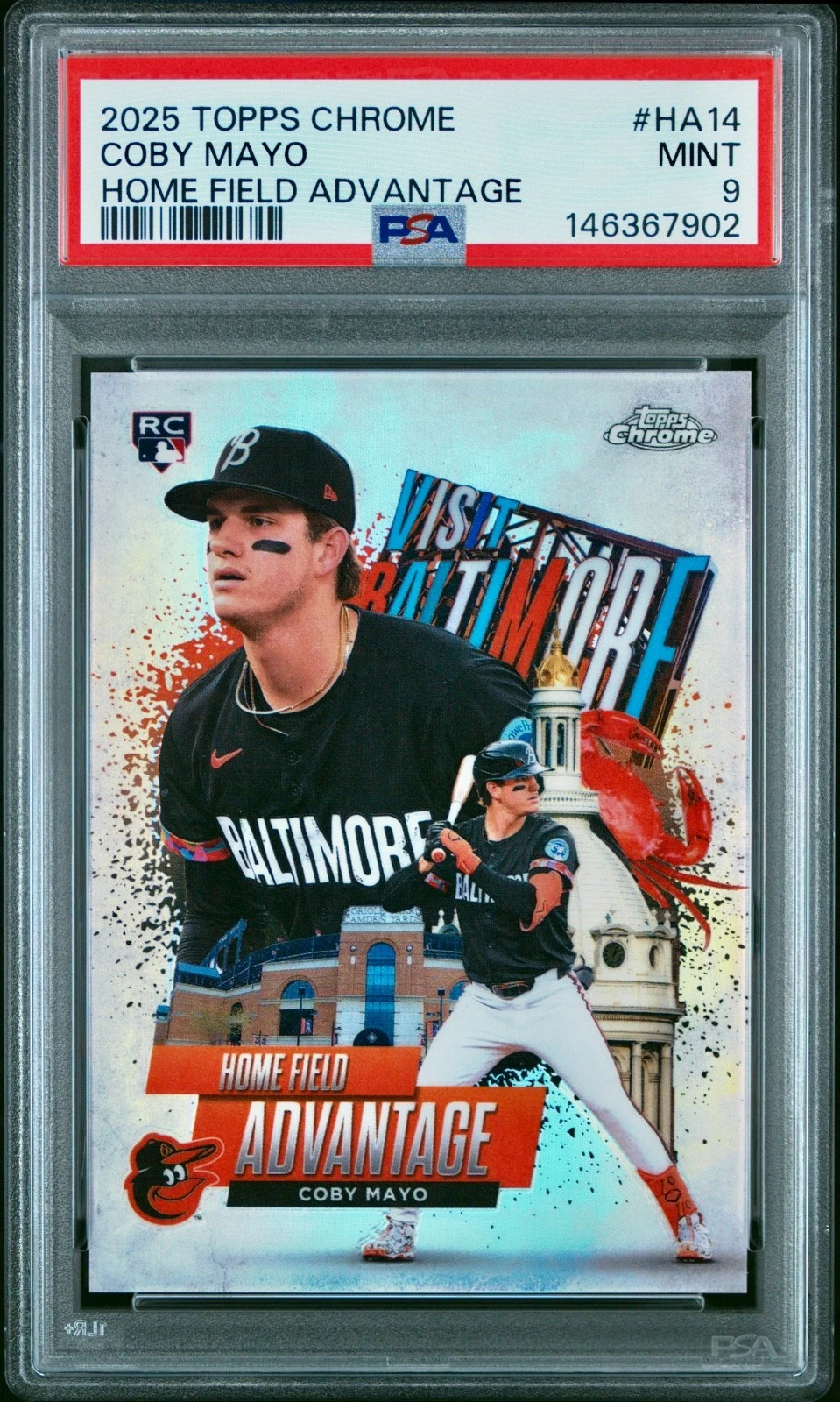 Coby Mayo #HA-14 2025 Topps Chrome Baseball Home Field Advantage front
